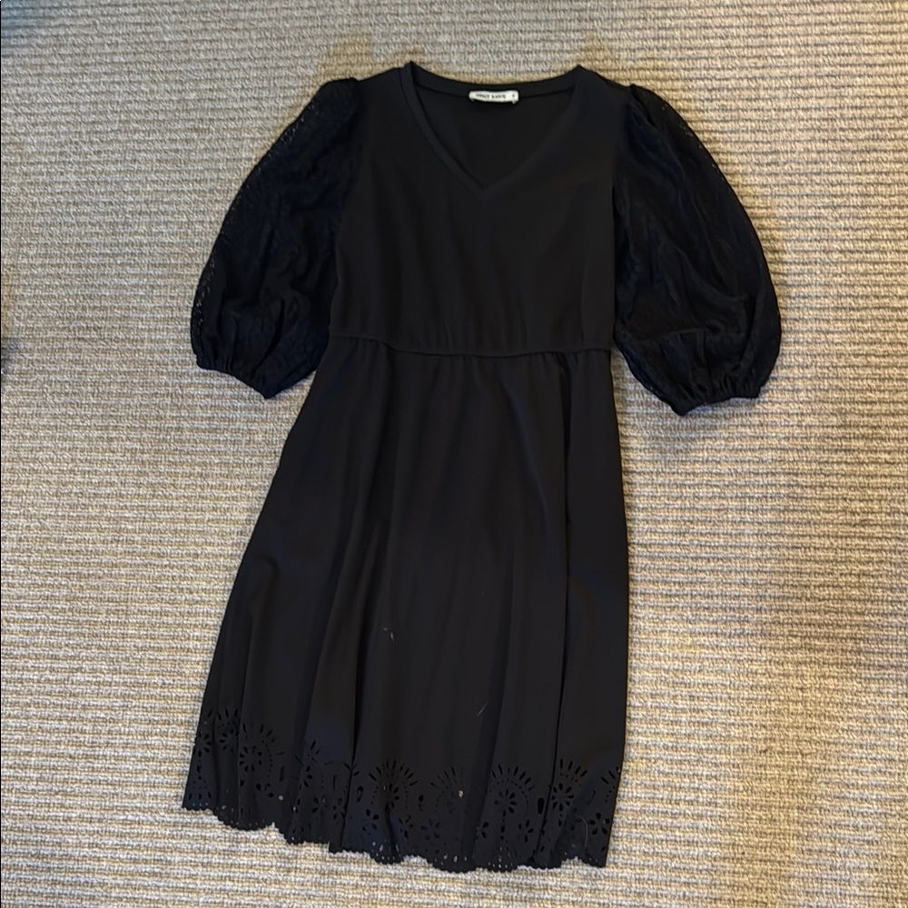 Grace Karin Black Puff Sleeve Midi Dress
